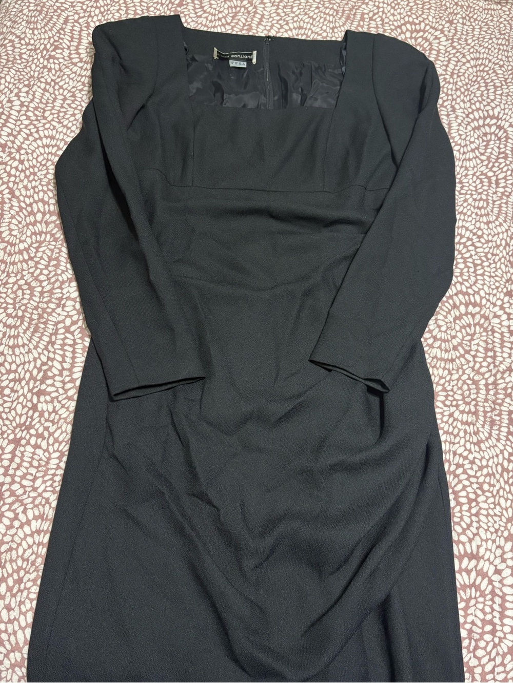 Nipon Boutique Black Long Sleeve Square-Neck Dress